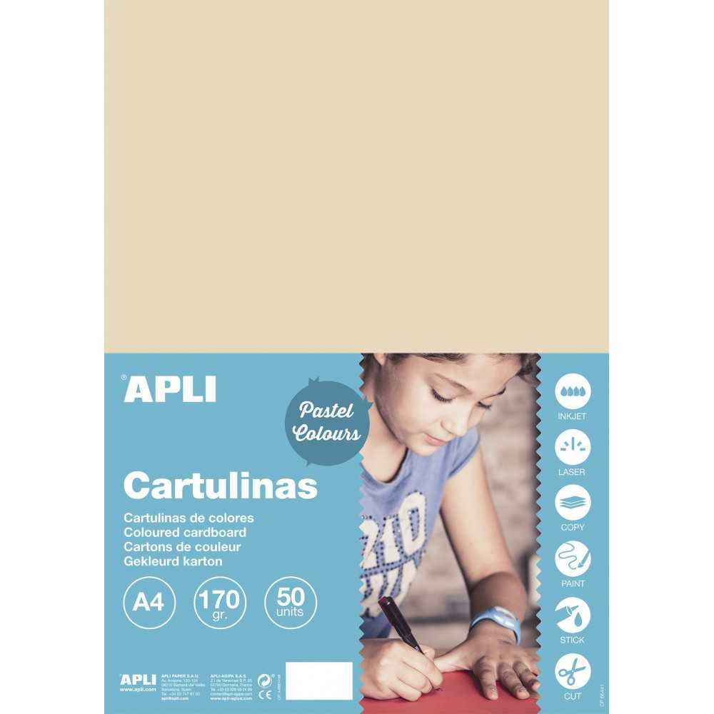 50 Hojas Cartulina Vainilla A4 170 gr Apli 16498 compraetiquetas
