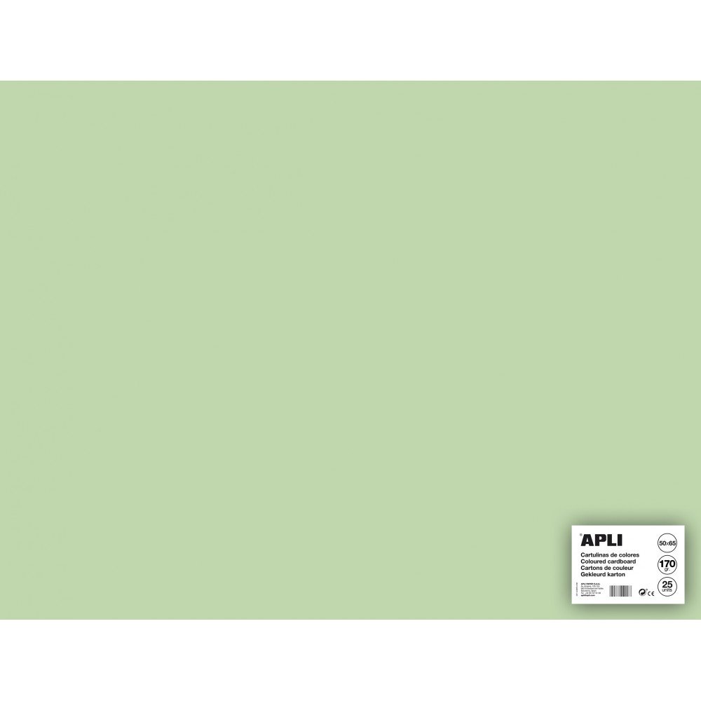 25 Hojas Cartulina Color Verde Esmeralda 50x65cm Apli 14260