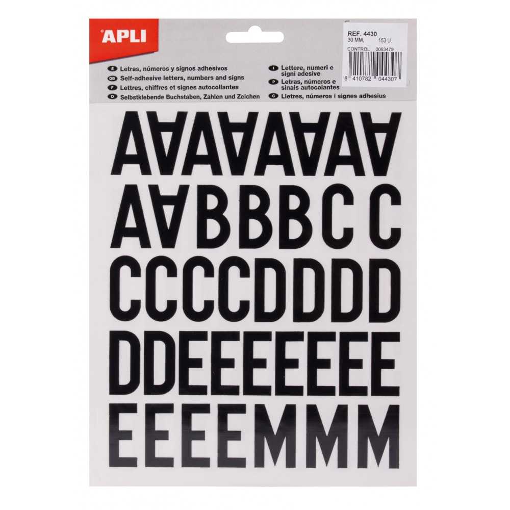 Letras y Números Adhesivos Negros 30 mm Apli 04430