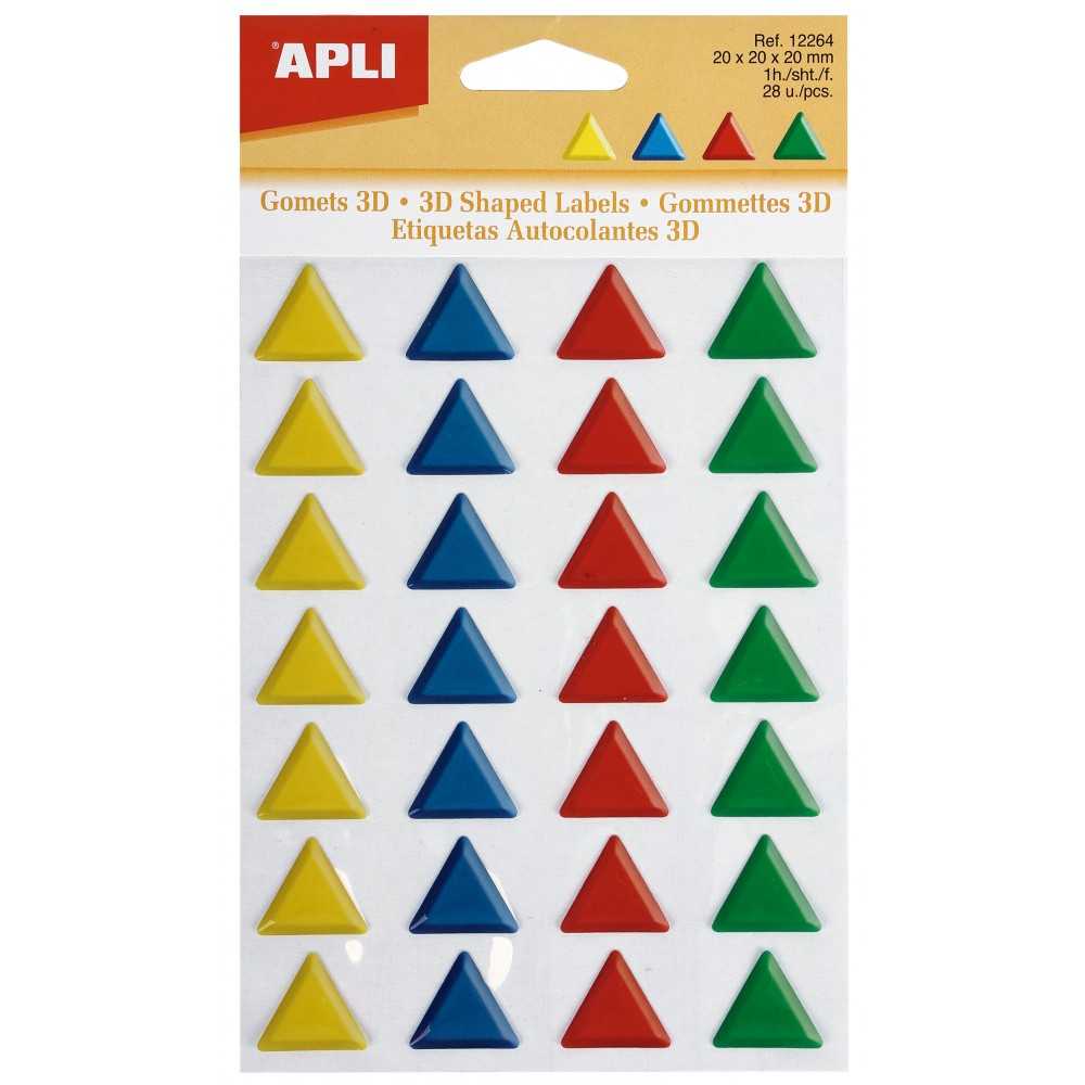 Apli 12264 Bolsa Gomets Triangulo en Relieve 3D 4 colores