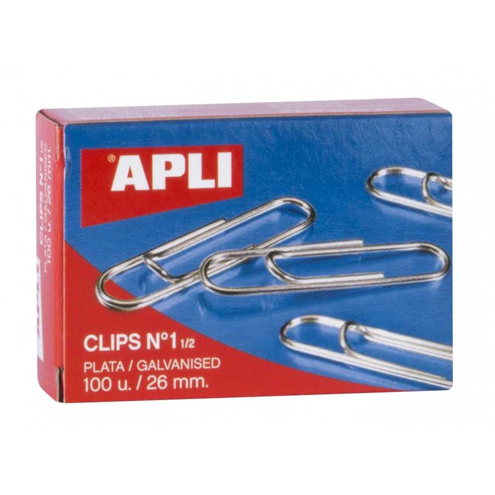 Caja de Clips Plateados Nº 1½ 26 mm Apli 11713