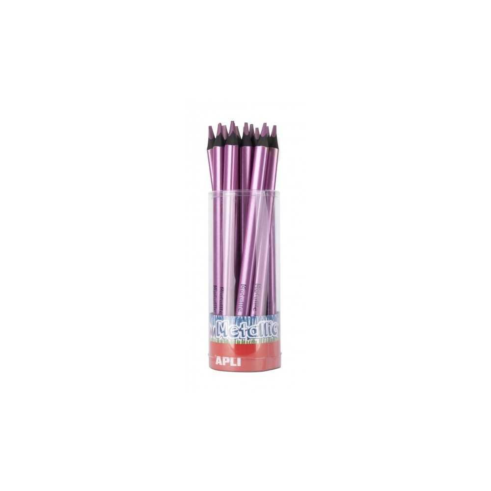 Tubo 18 Lápices Jumbo Color Rosa Metalizado Apli 17515 Compraetiquetas