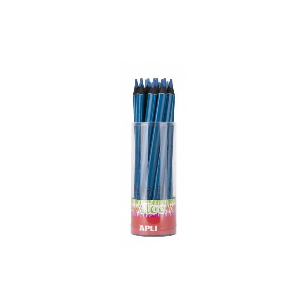 Tubo 18 Lápices Jumbo Color Azul Fluor Apli 17508 Compraetiquetas