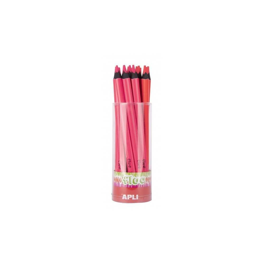 Tubo 18 Lápices Jumbo Color Rosa Flúor Apli 17507