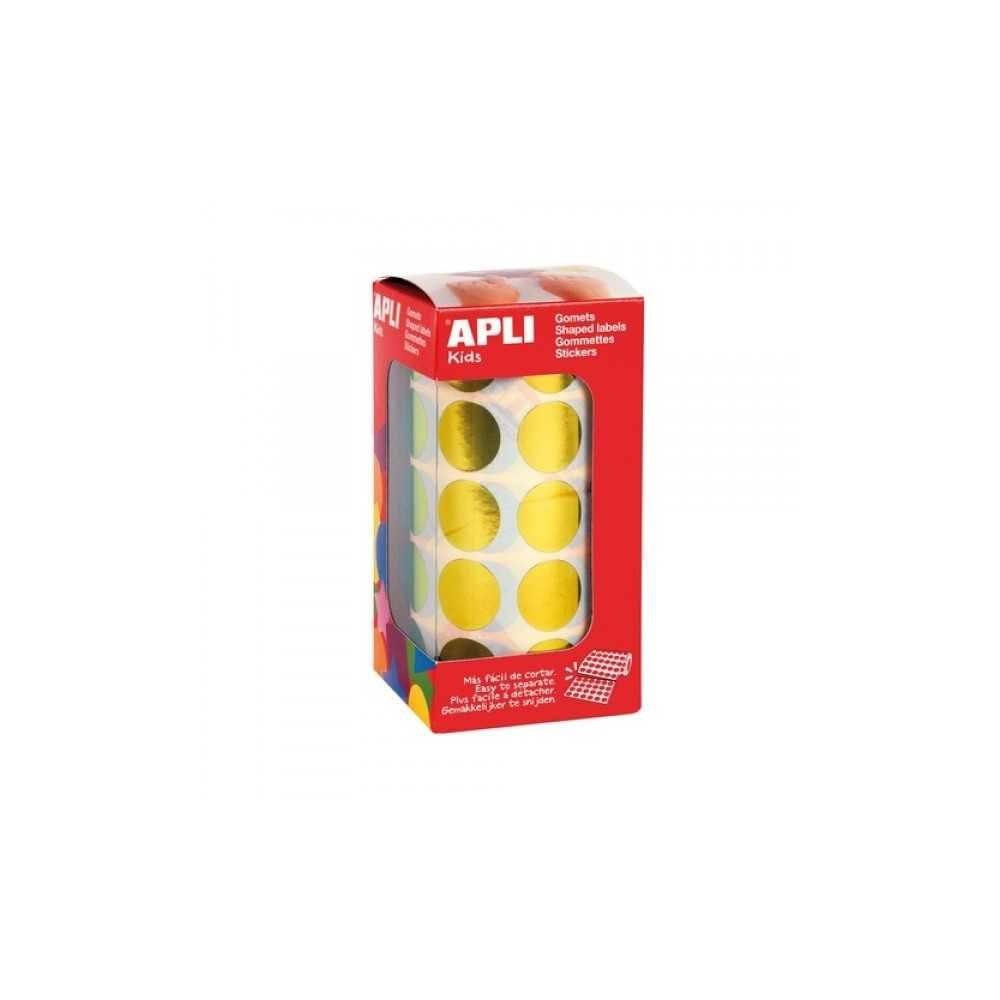 Apli 12047 Rollo Gomets Redondos Amarillos Metalizado Ø20 mm