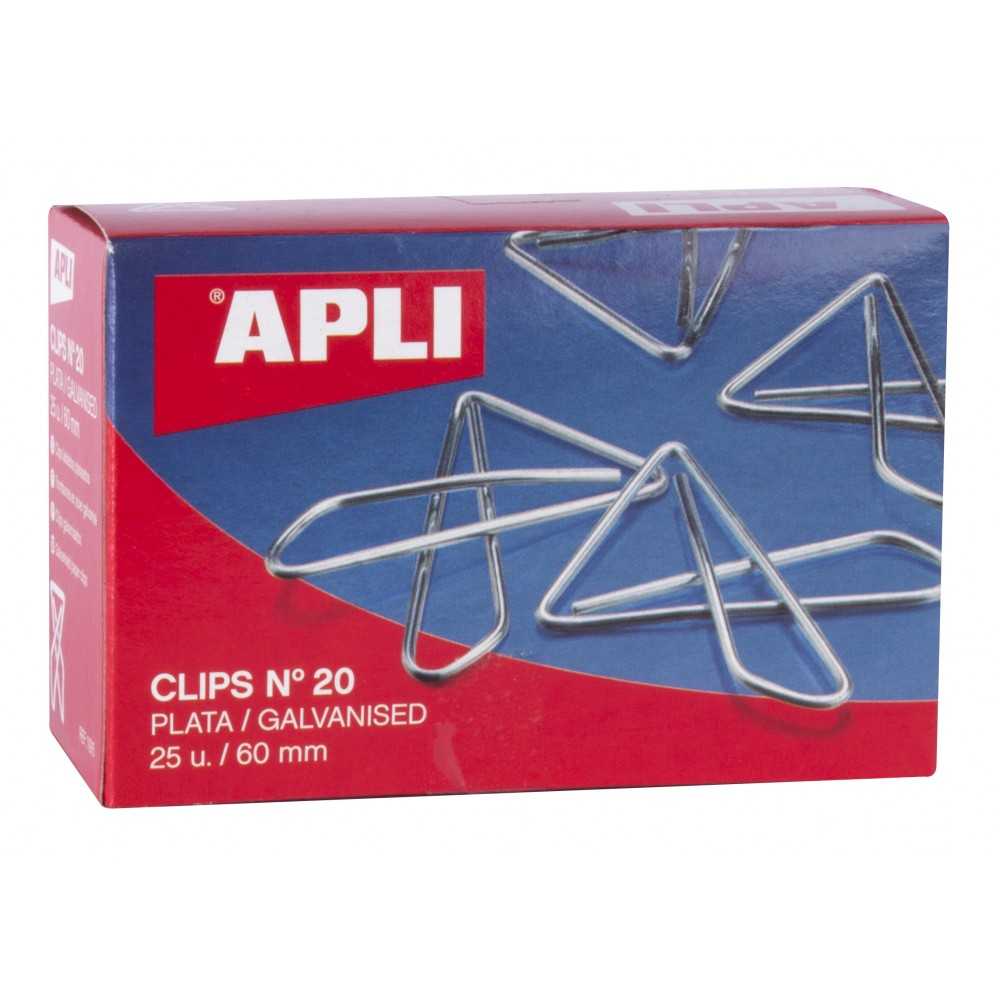 Caja de Clips Mariposa Plateados Nº 20 60 mm Apli 11915