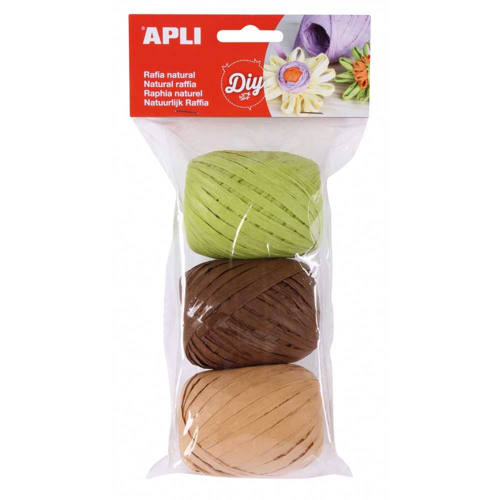 Paquete de 3 Ovillos Rafia Colores Nature Apli 14413