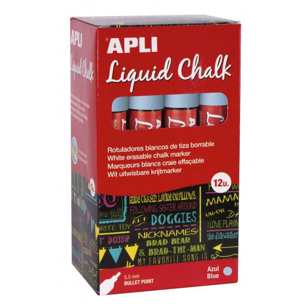Rotuladores Tiza Líquida Azul Trazo 5,5mm 12 Uds Apli 16900