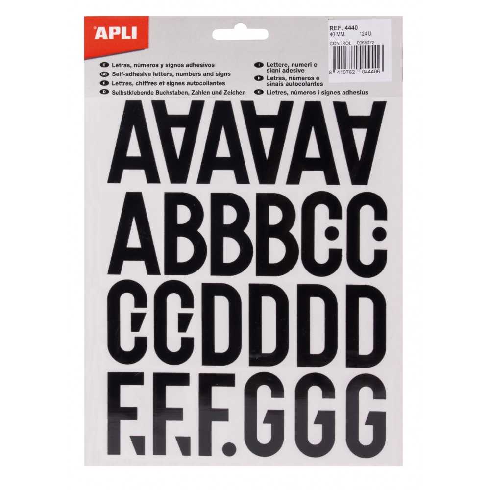 Letras Adhesivas Mayúsculas Negras 40 mm Apli 04440