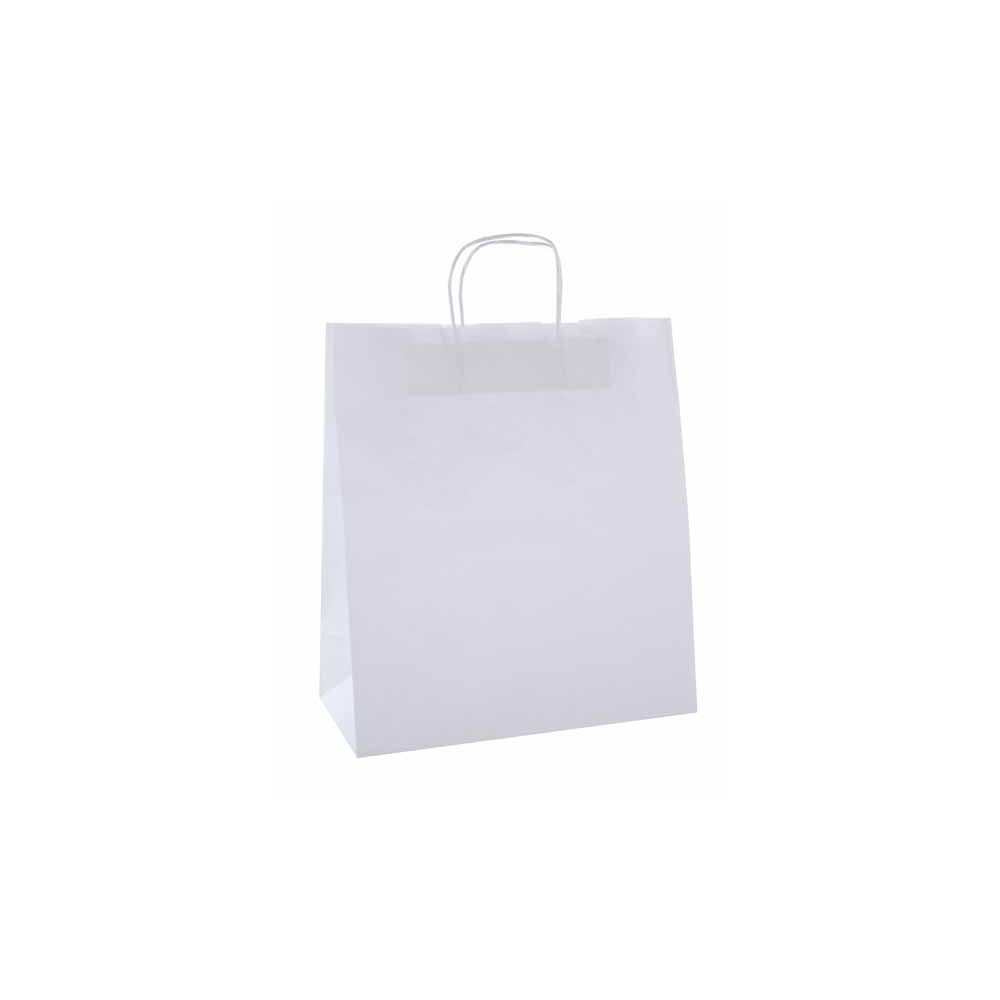50 Bolsas de Papel Kraft de Color Blanco Con Asas 18x8x21 cm Apli 101853 Compraetiquetas