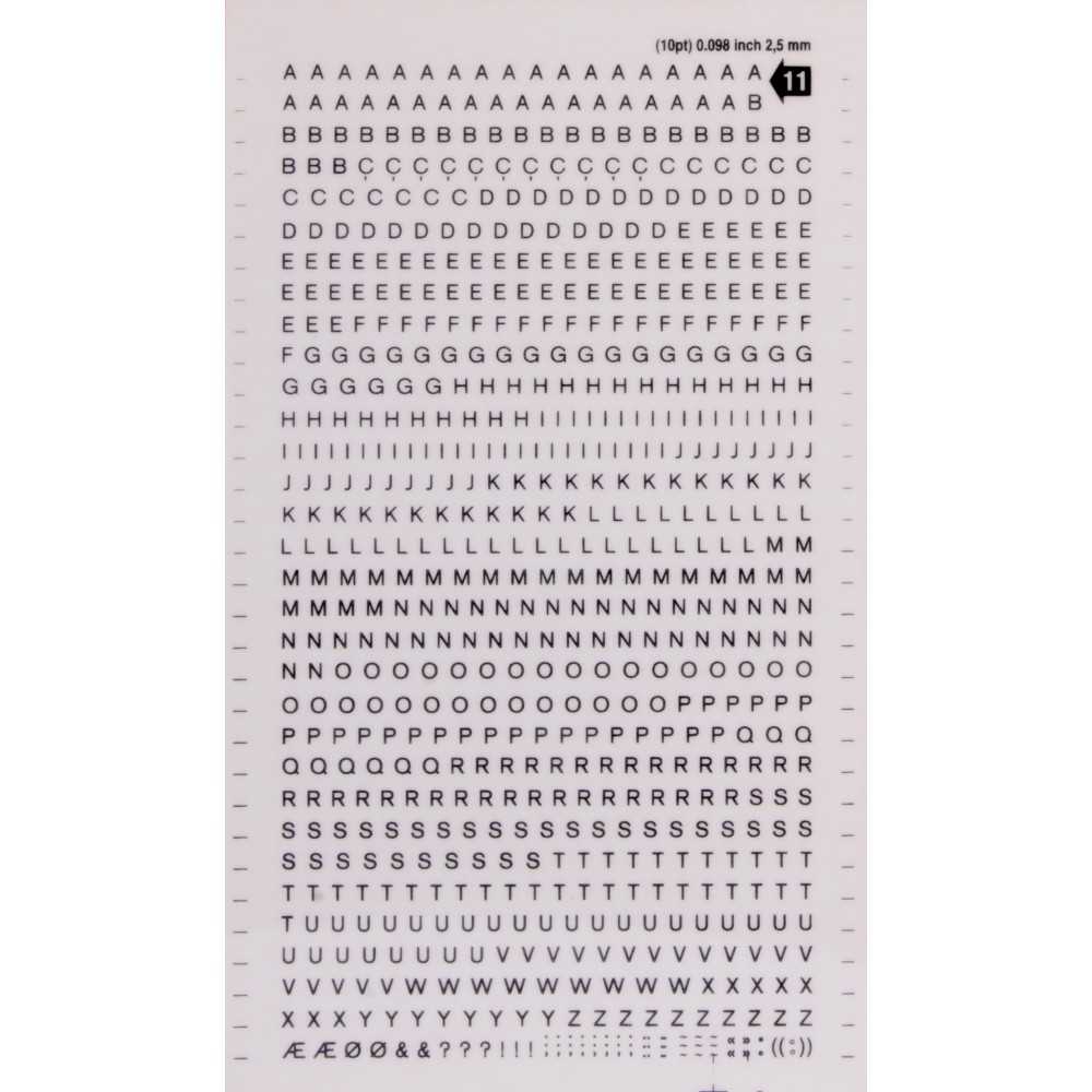 Letras Transferibles Color Negro 2.5 mm Apli DD11F