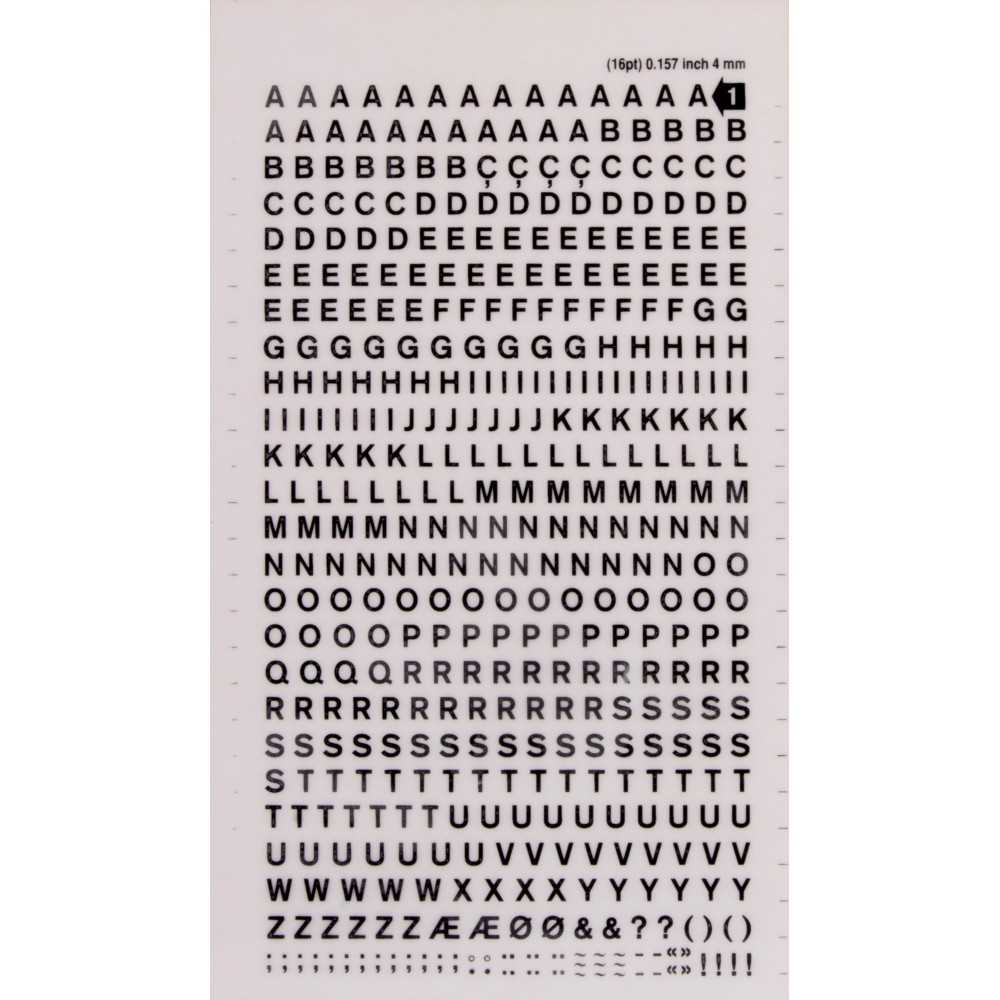 Letras Transferibles Color Negro 4 mm Apli DD1F