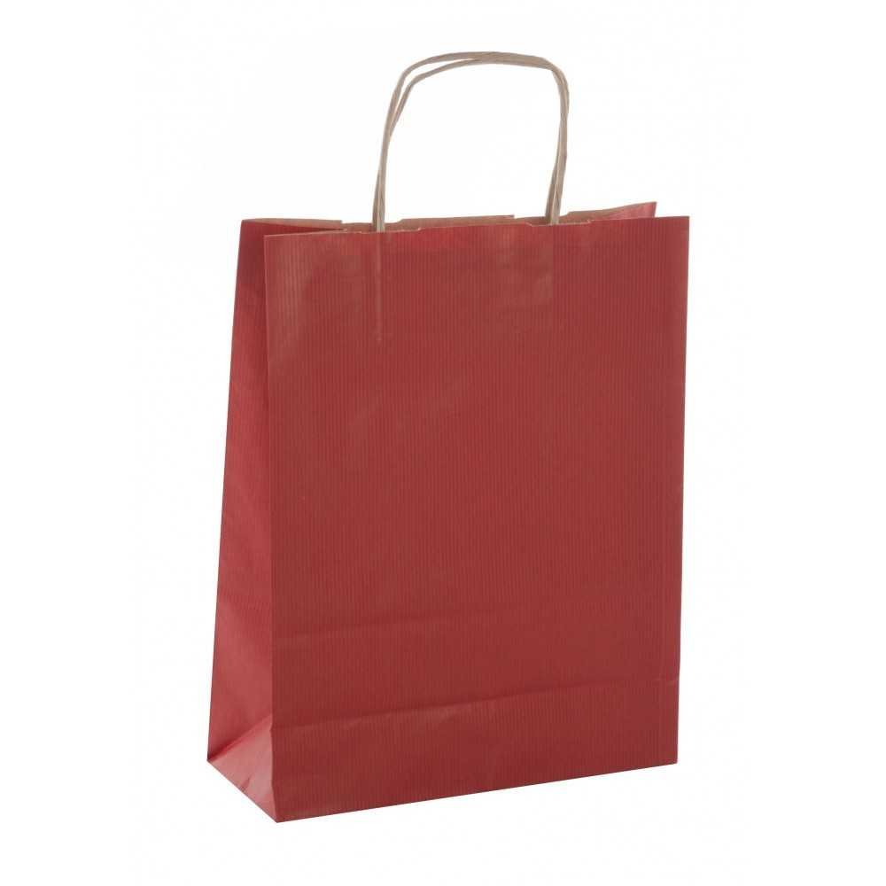 50 Bolsas de Papel Kraft de Color Rojo Con Asas 18x8x21 cm Apli 102068