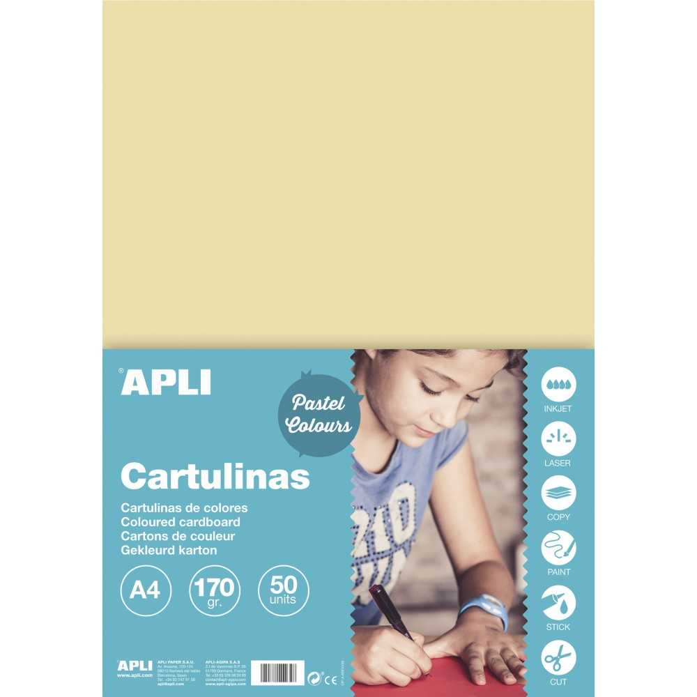 50 Hojas Cartulina Color Crema A4 170gr Apli 14233 COMPRAETIQUETAS