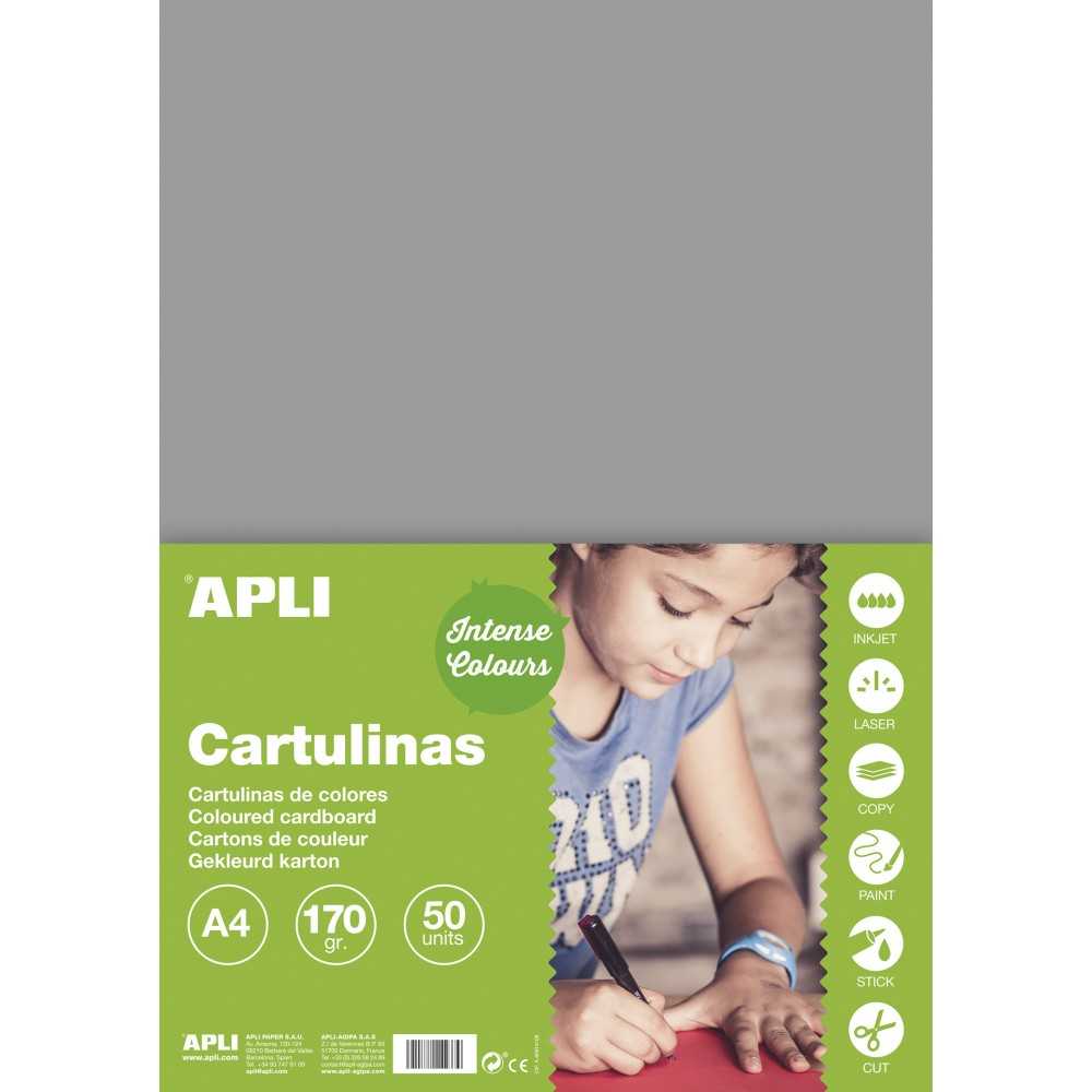 50 Hojas Cartulina Gris A4 170Gr Apli 14242 COMPRAETIQUETAS