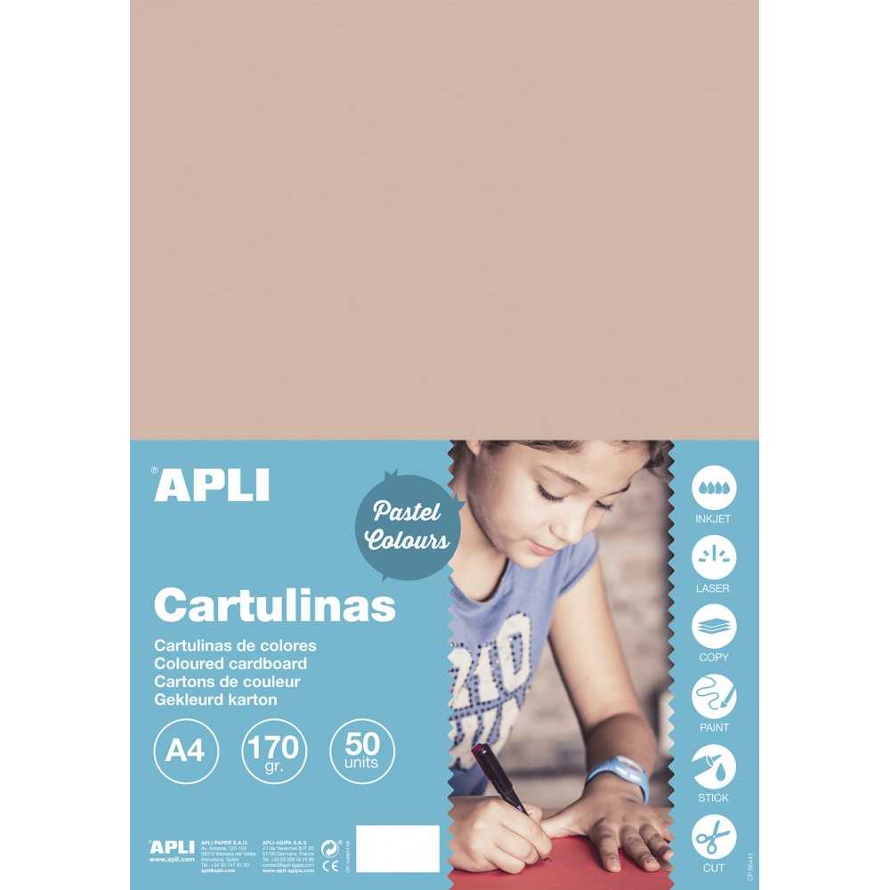 50 Hojas Cartulina Color Salmón A4 170Gr Apli 16500 COMPRAETIQUETAS