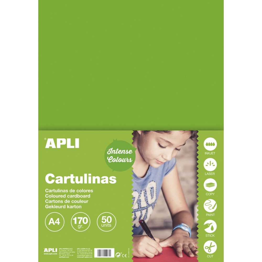 50 Hojas Cartulina Color Verde Hierba A4 170Gr Apli 14240 Compraetiquetas