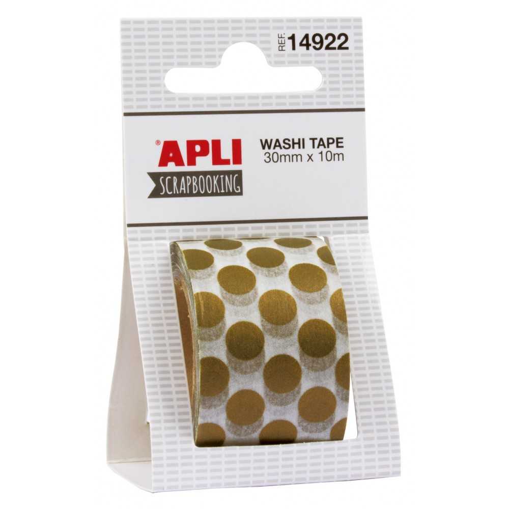 Cinta Washi Tape Topos Color Oro 30mmx10m Scrapbooking APLI 14922 COMPRAETIQUETAS