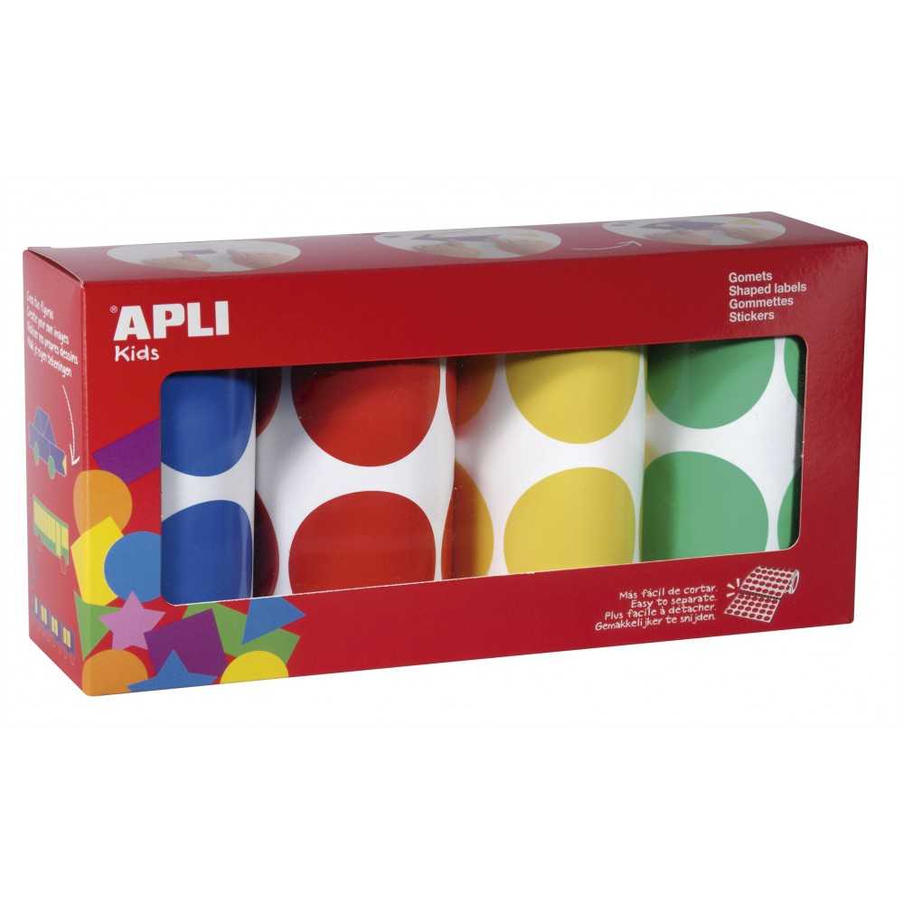 Apli 17634 Pack 4 Rollos Gomets Redondos XXL Ø45 mm