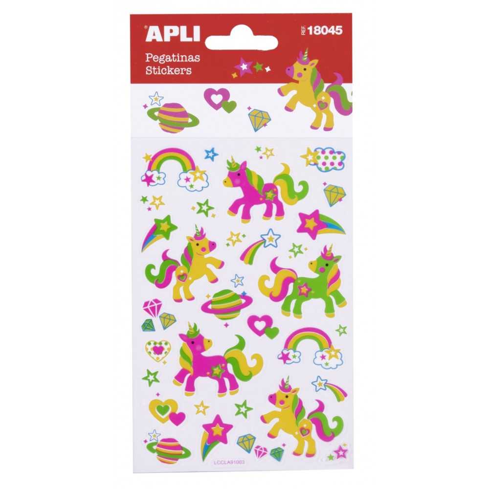 Apli 18045 Pegatinas Efecto Neón Unicornio 1 Hoja