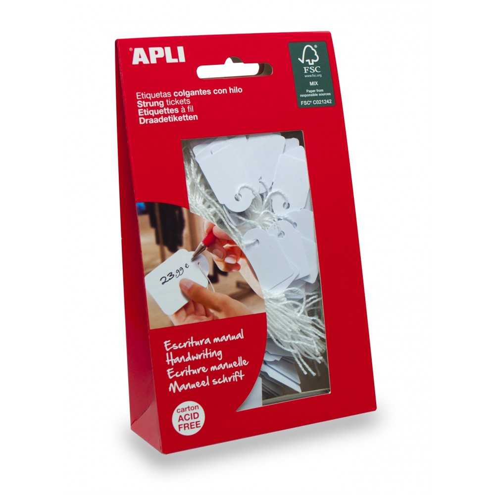 Apli 07013 Etiquetas Colgantes Con Hilo Blancas 100 Uds. 36x53 mm