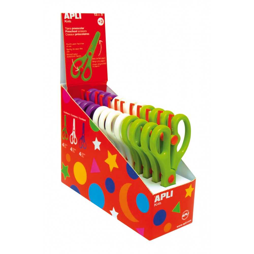 Caja 12 Tijeras Preescolar 13 cm 3 Colores Surtidos Apli 12821