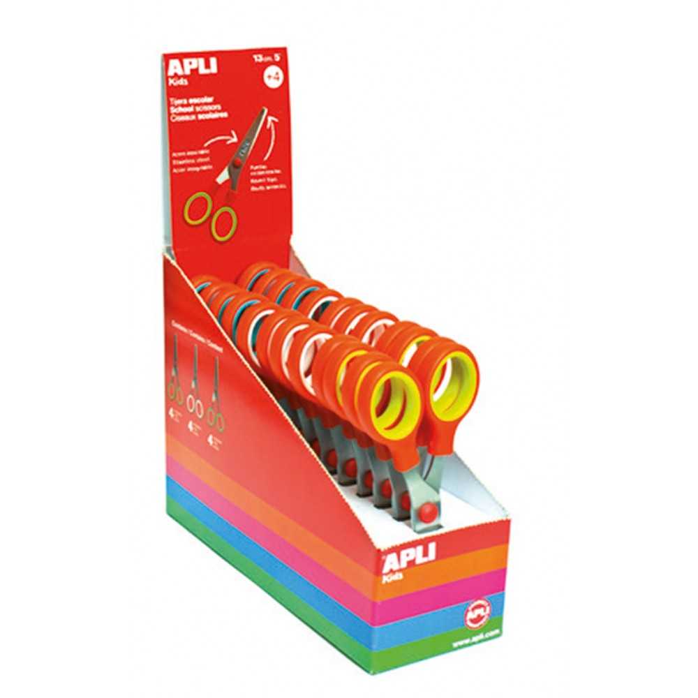 Caja 12 Tijeras Escolar Acero Inoxidable 13cm