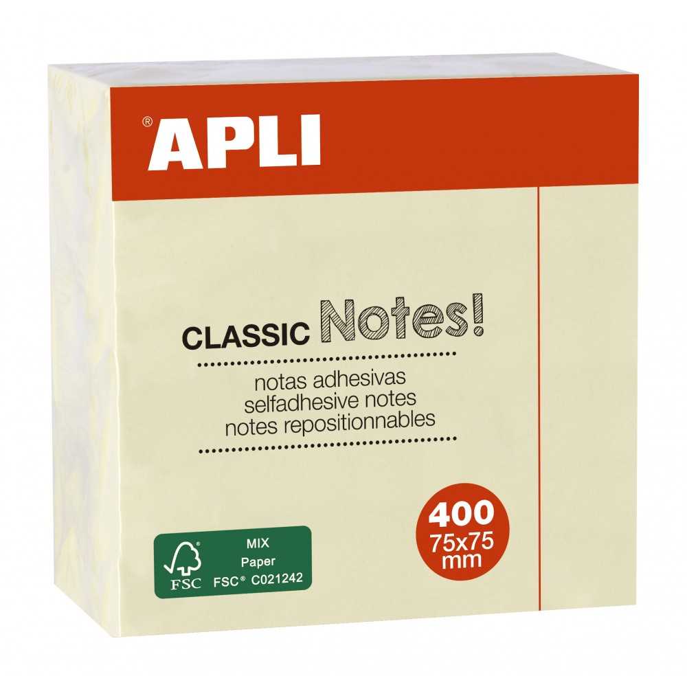 Notas Adhesivas Color Amarillo 75x75 mm 400 Hojas Apli 11597