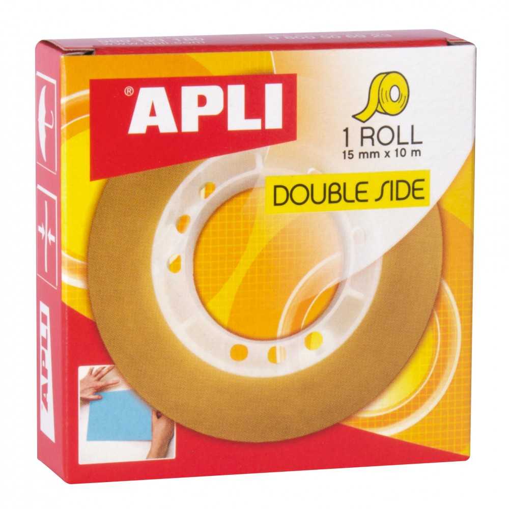 Cinta Adhesiva Doble Cara Transparente 15 mm x 10 m Apli 11505
