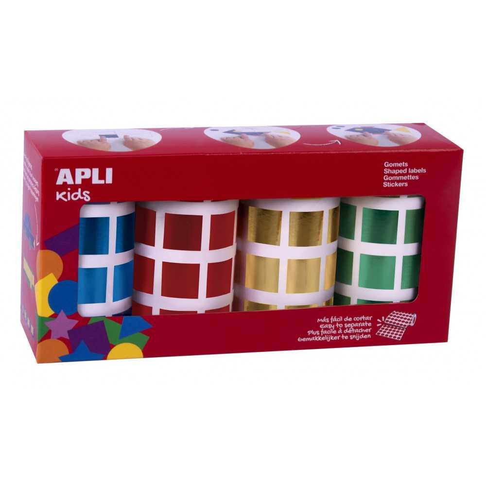 Apli 18327 Pack 4 Rollos Gomets Cuadrados 20x20 mm