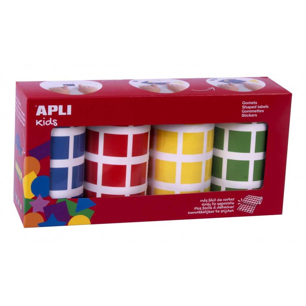 Apli 18326 Pack 4 Rollos Gomets Cuadrados 20x20 mm