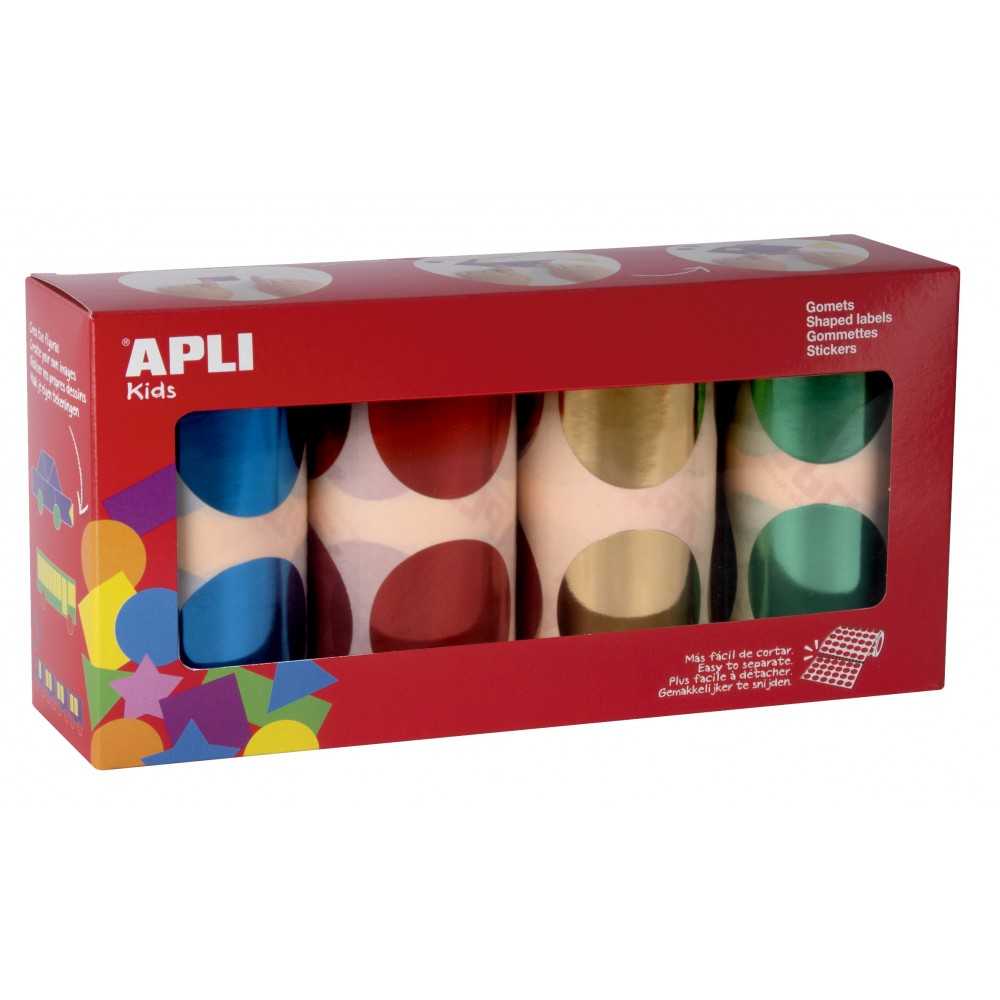 Apli 18303 Pack 4 Rollos Gomets Redondos XXL Ø45 mm