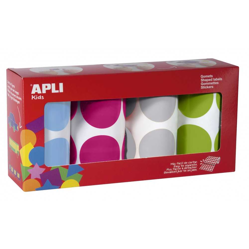 Apli 18301 Pack 4 Rollos Gomets Redondos XXL Ø45 mm