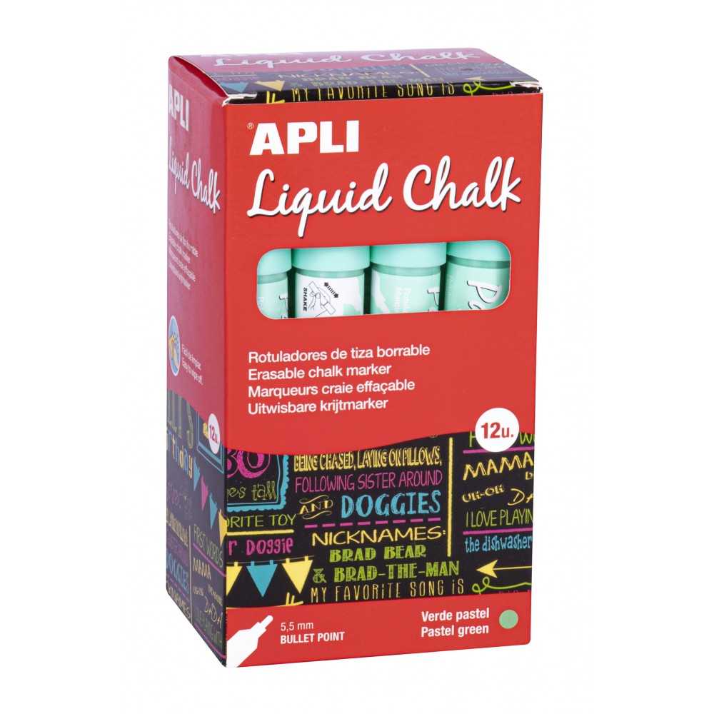 Rotuladores de Tiza Liquida Color Verde Pastel 12 Uds Apli 18038