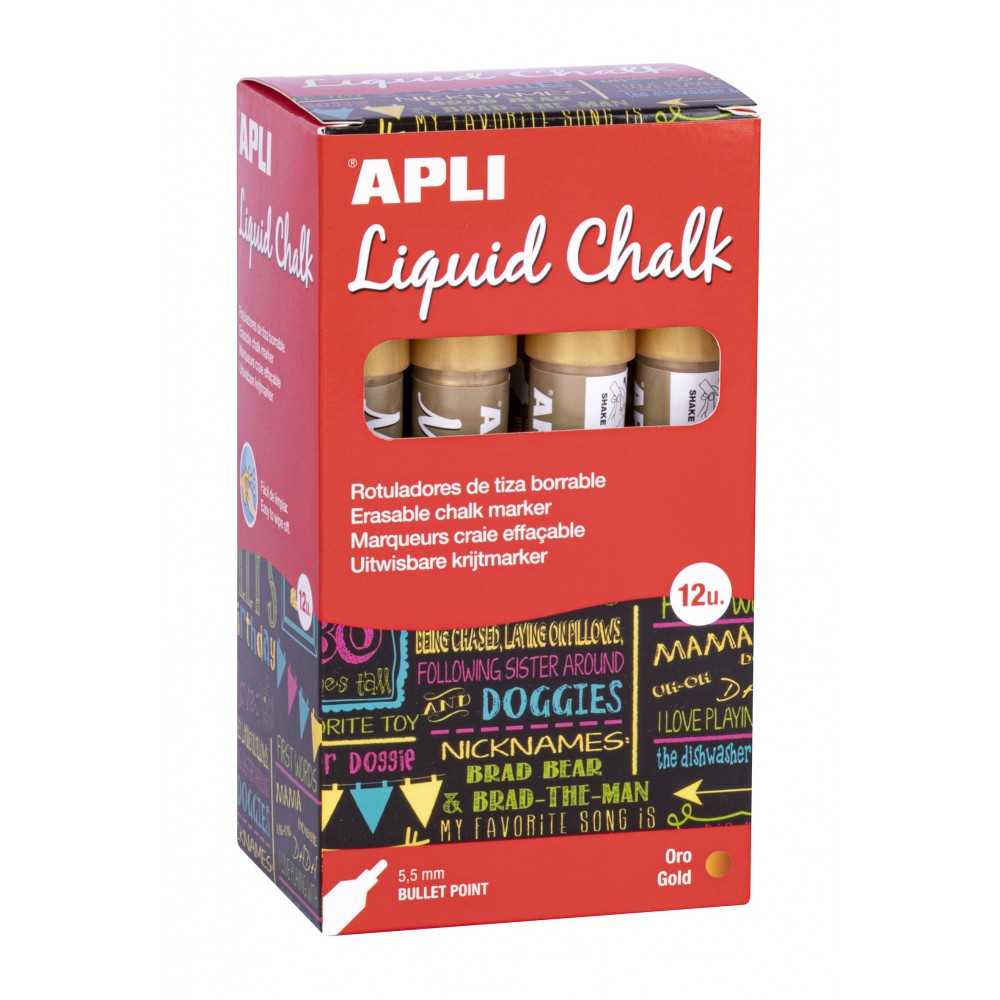 Rotuladores de Tiza Liquida Color Oro 12 Uds Apli 18041
