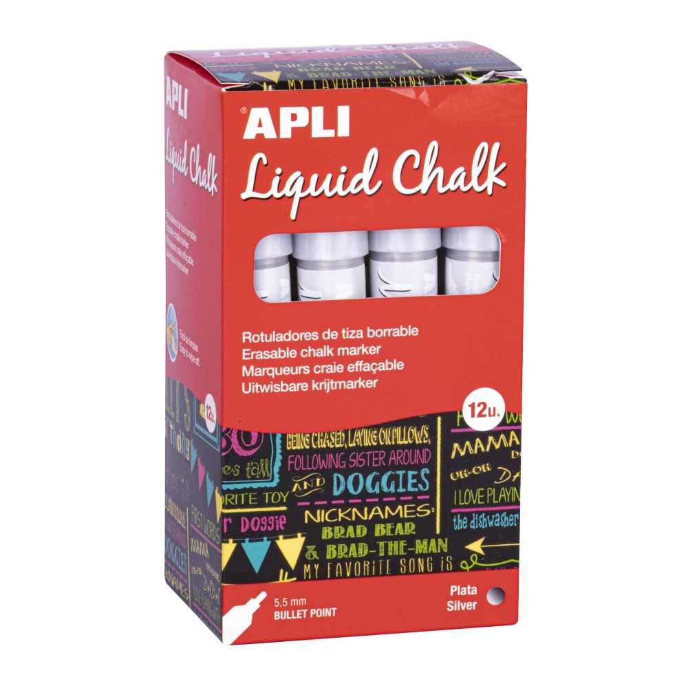 Rotuladores de Tiza Liquida Color Plata 12 Uds Apli 18042