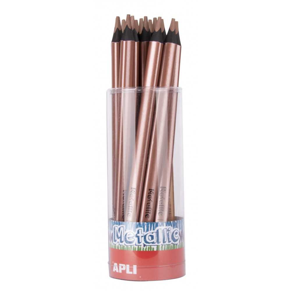 Tubo 18 Lápices Jumbo Color Bronce Metalizado Apli 17513 Compraetiquetas