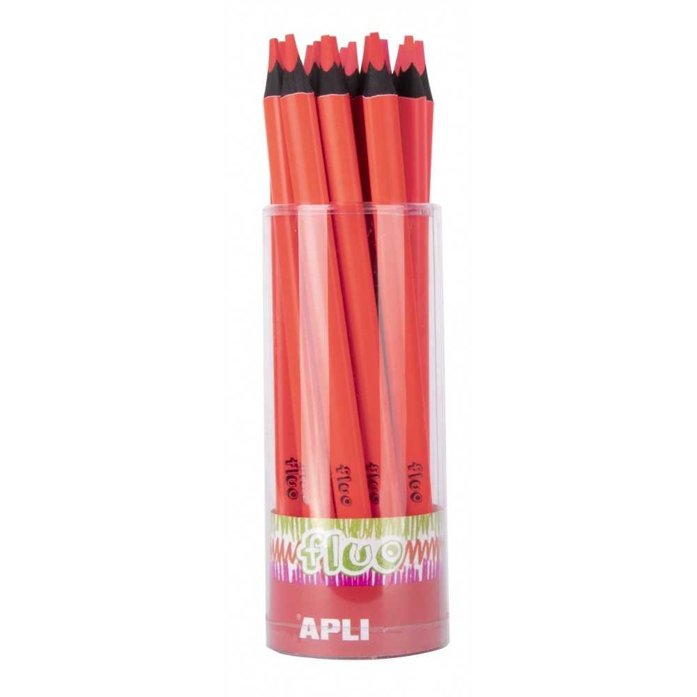 Tubo 18 Lápices Jumbo Color Rojo Fluor Apli 17509 Compraetiquetas