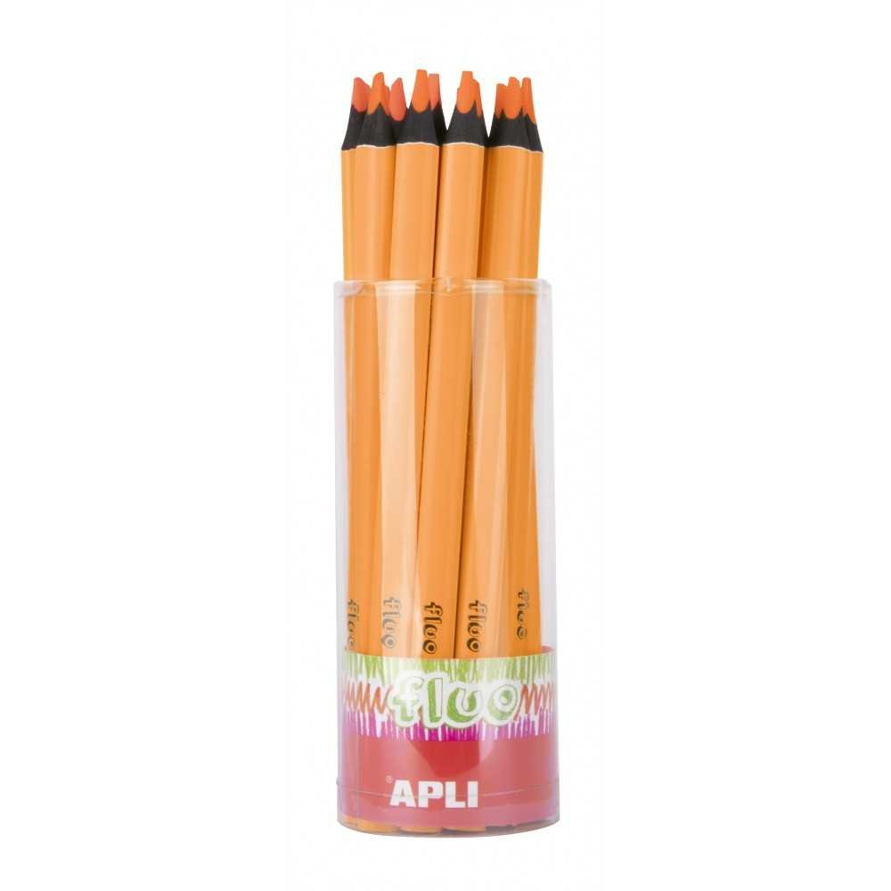Tubo 18 Lápices Jumbo de Color Naranja Fluor Apli 17505 Compraetiquetas