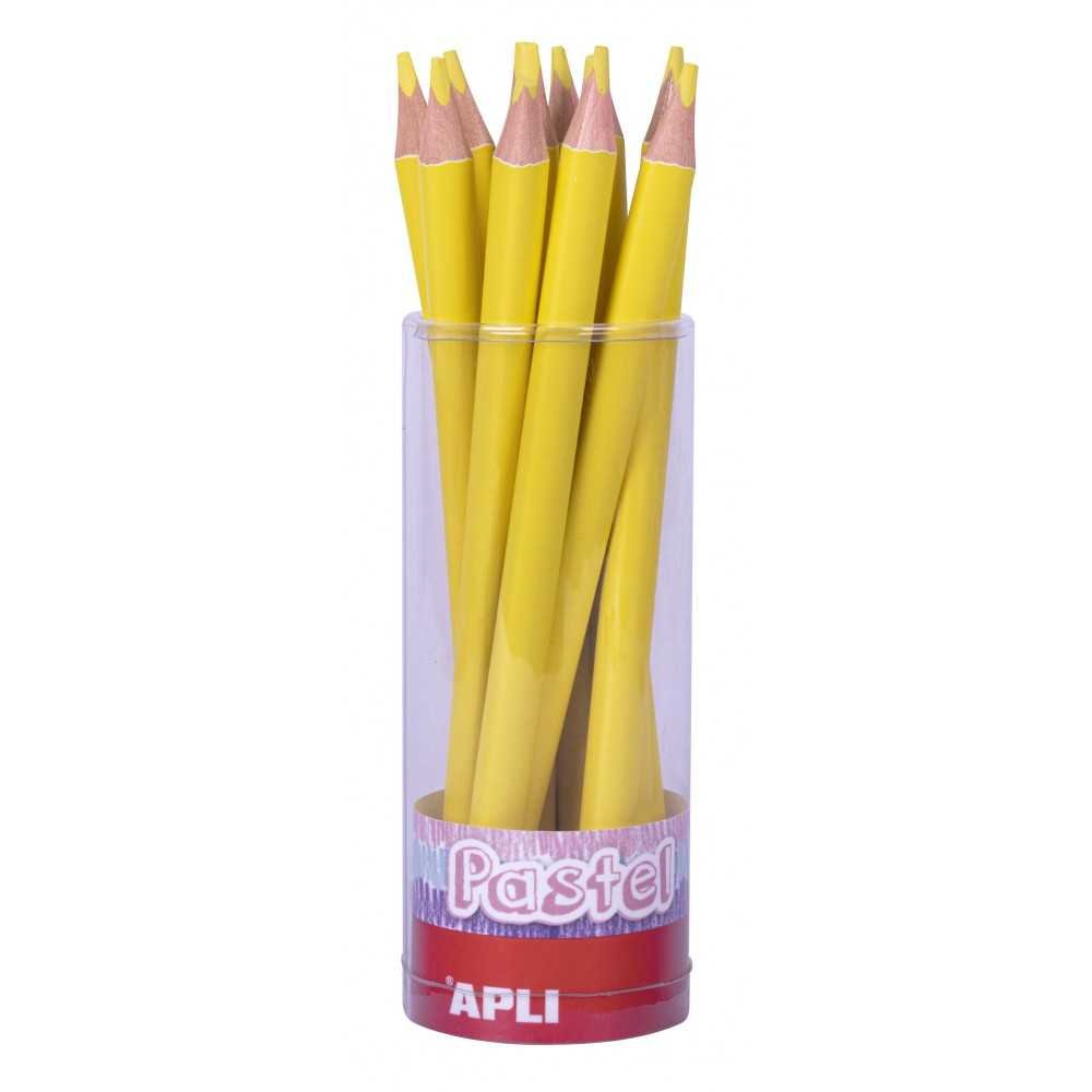 Tubo 18 Lápices Jumbo de Color Amarillo Pastel Apli 18053 Compraetiquetas