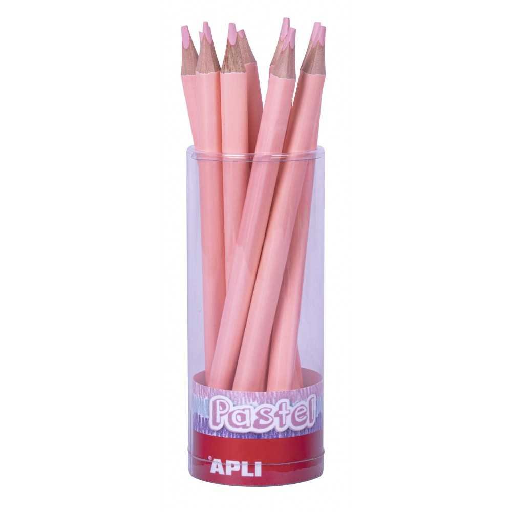 Tubo 18 Lápices Jumbo de Color Rosa Pastel Apli 18055 COMPRAETIQUETAS