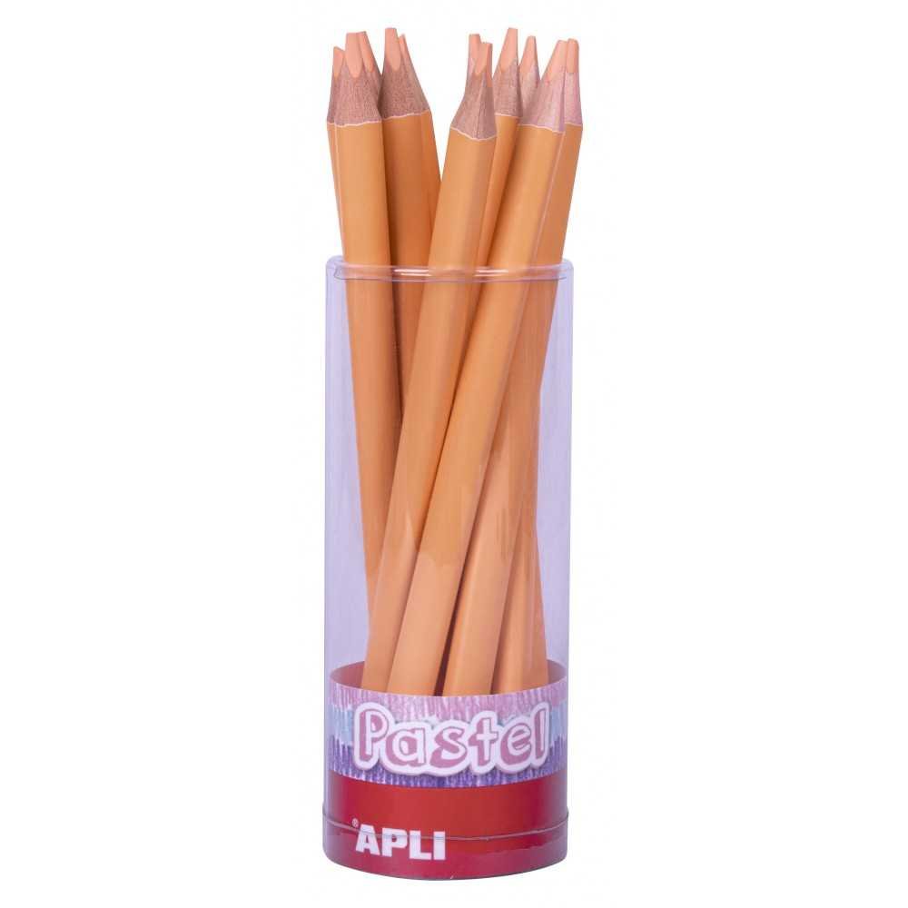 Tubo 18 Lápices Jumbo de Color Salmón Pastel Apli 18056 COMPRAETIQUETAS
