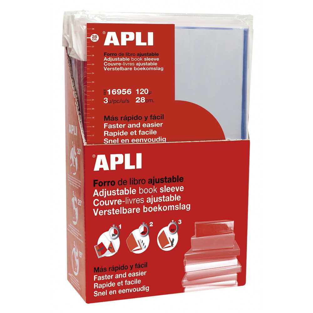 Forro Libro Solapa Autoajustable 280 mm 3 Uds Apli 16956