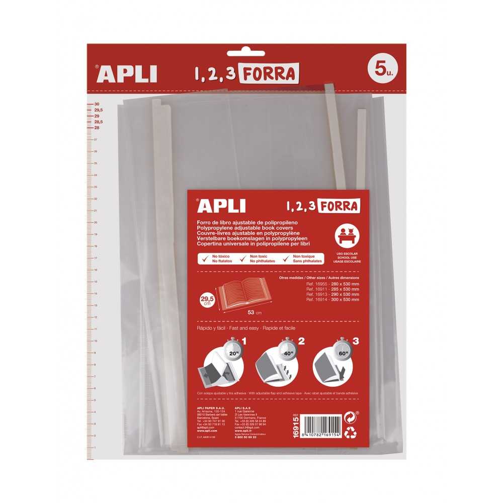 5 Fundas Forro Libro Autoajustables PP 290mm