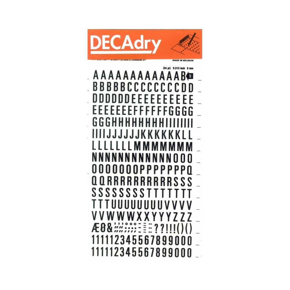 Números y Signos Transferibles Negros 6 mm Apli DD55F