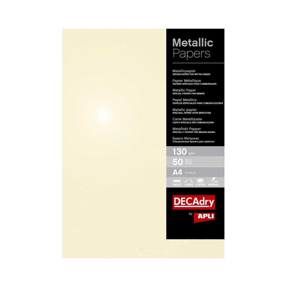 Papel Metalizado Champán A4 130 gr 50 Hojas Apli PMA4072