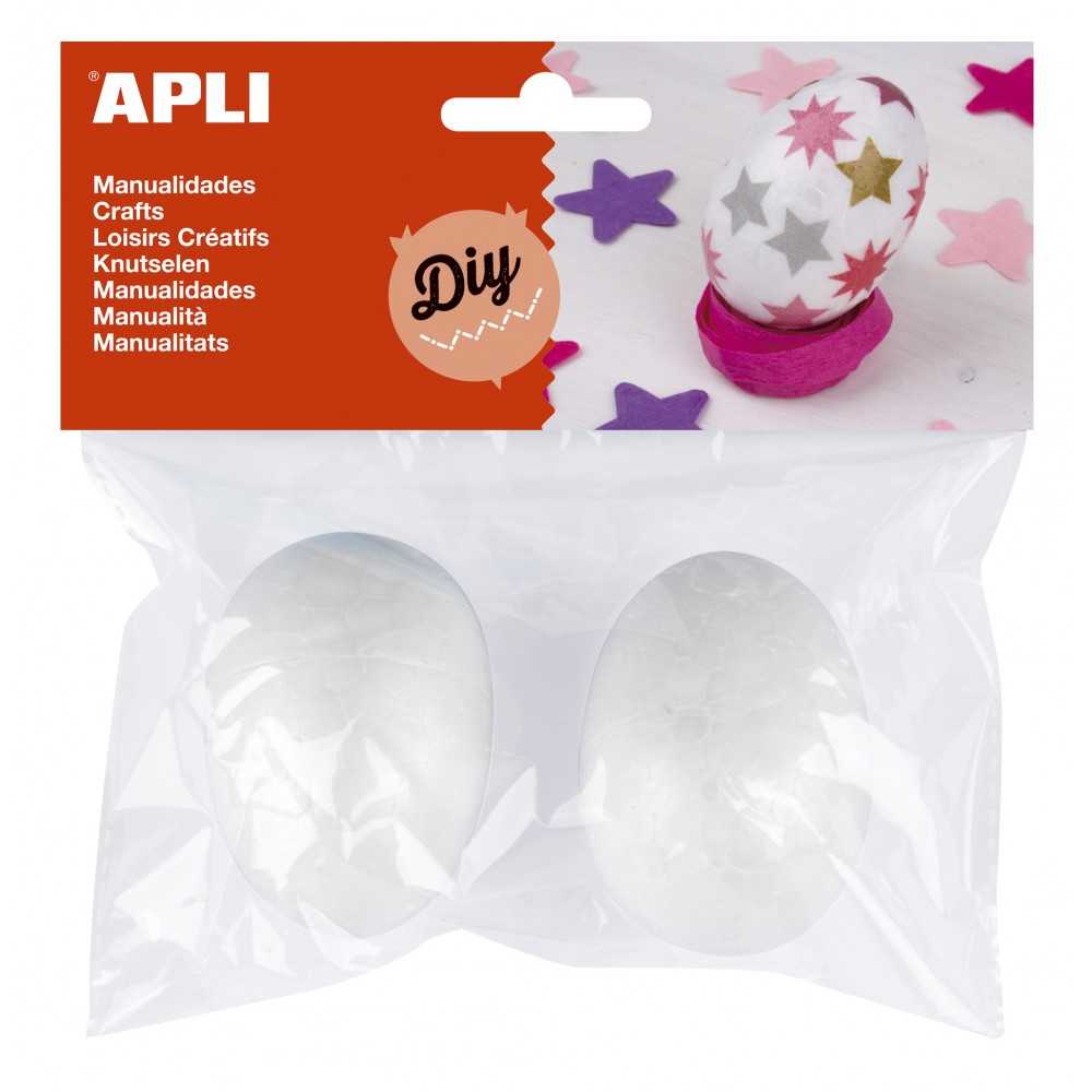 2 Huevos Blancos de Porexpan Ø 45 x 65mm Apli 14797 Compraetiquetas