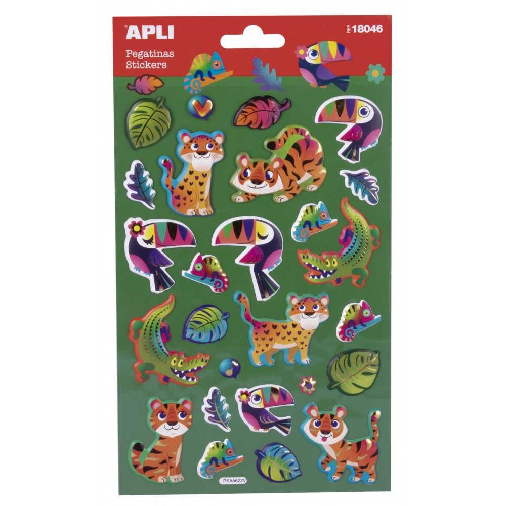 Apli 18046 Pegatinas Temática Animales Selva 1 Hoja
