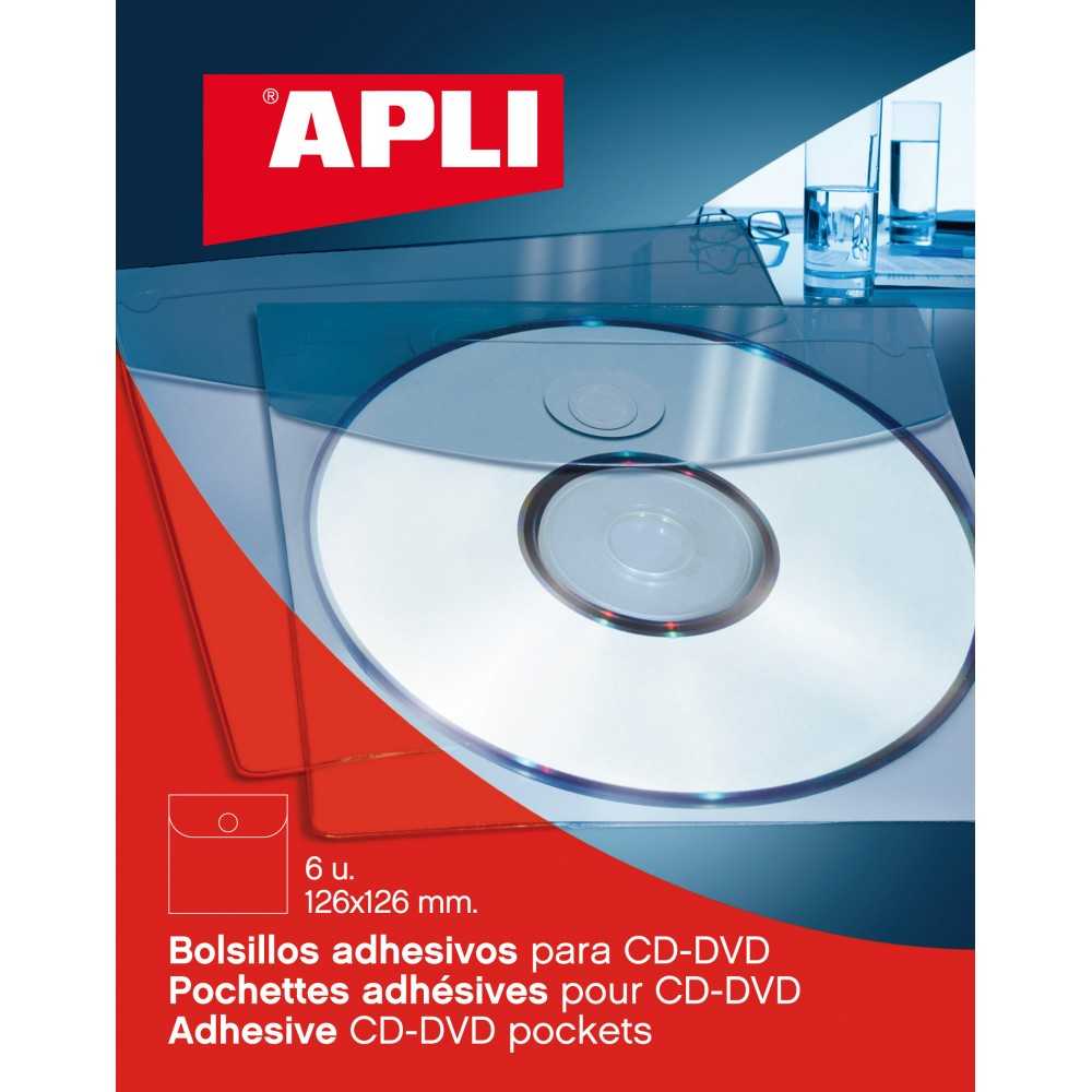 Bolsillos CD/DVD Con Solapa 126x126 mm Apli 02585