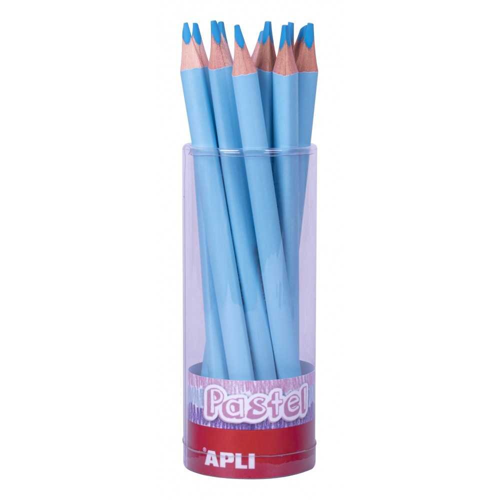 Tubo 18 Lápices Jumbo de Color Azul Pastel Apli 18057 COMPRAETIQUETAS